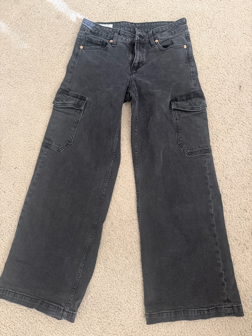 GAP Black Wide Leg Flare Jeans with Cargo Pockets